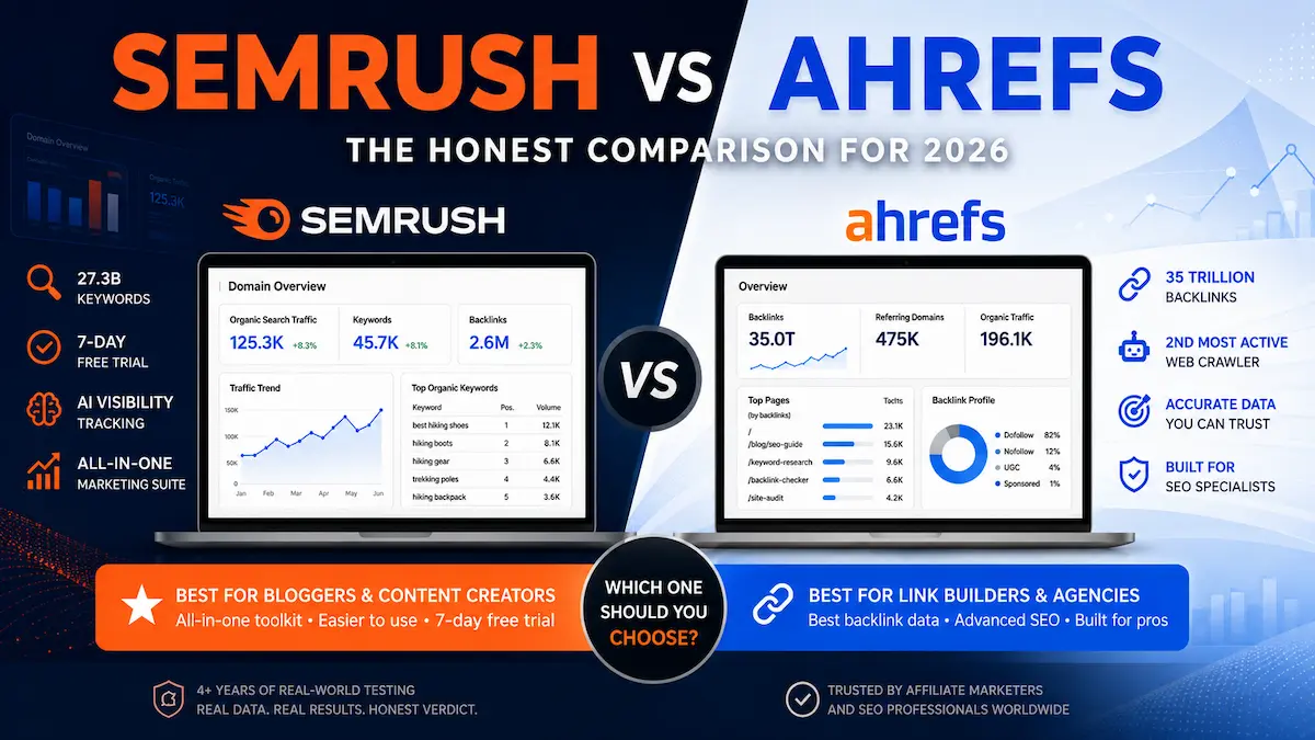 semrush vs ahrefs 2026 — honest comparison for affiliate bloggers by tryamba